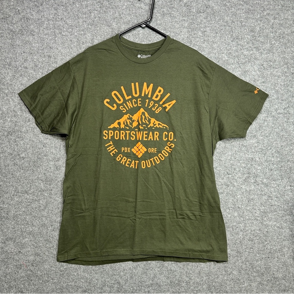 Columbia Sportswear Men's XXL Olive Green Orange Cotton Graphic T-Shirt NWOT